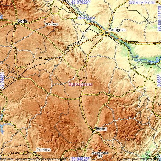 Topographic map of Burbáguena