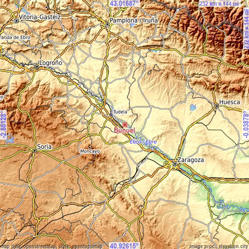 Topographic map of Buñuel