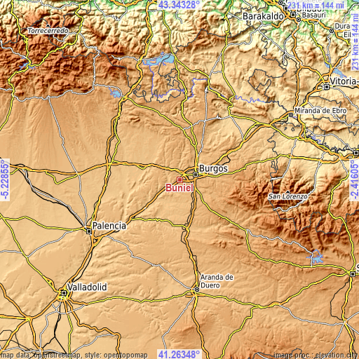 Topographic map of Buniel