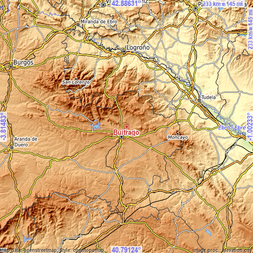 Topographic map of Buitrago