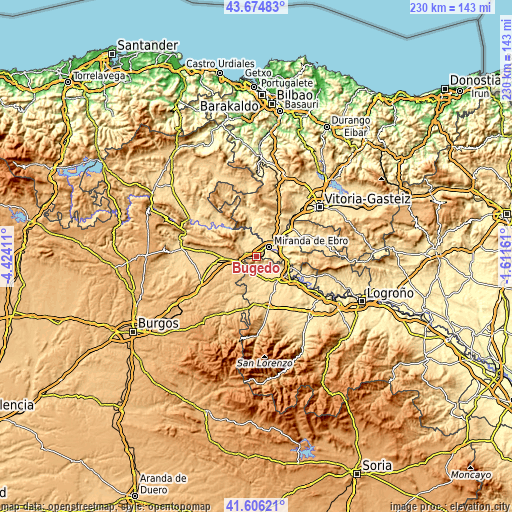 Topographic map of Bugedo