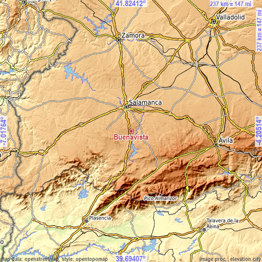 Topographic map of Buenavista