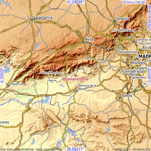 Topographic map of Buenaventura