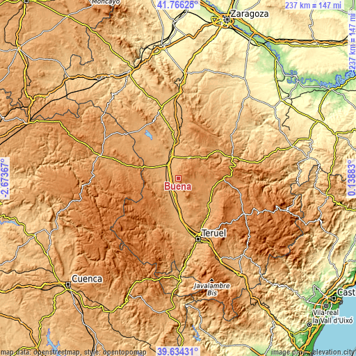 Topographic map of Bueña