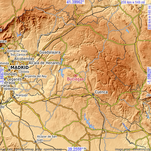 Topographic map of Buciegas