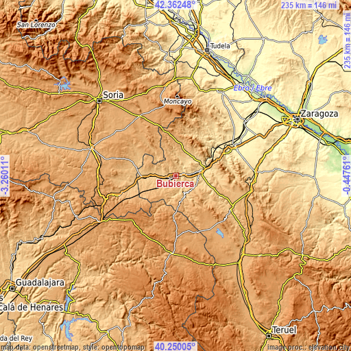 Topographic map of Bubierca