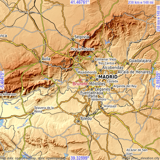 Topographic map of Brunete