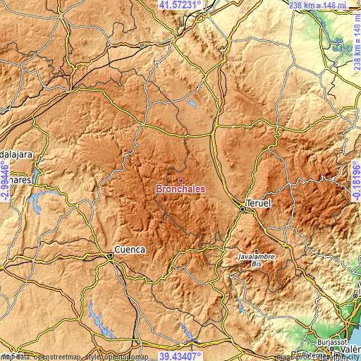 Topographic map of Bronchales