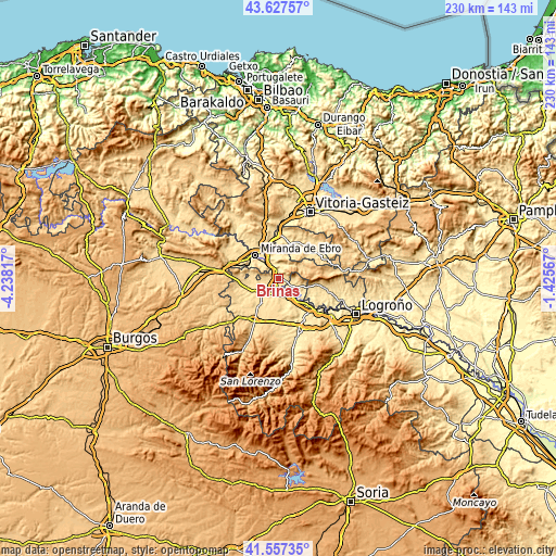 Topographic map of Briñas