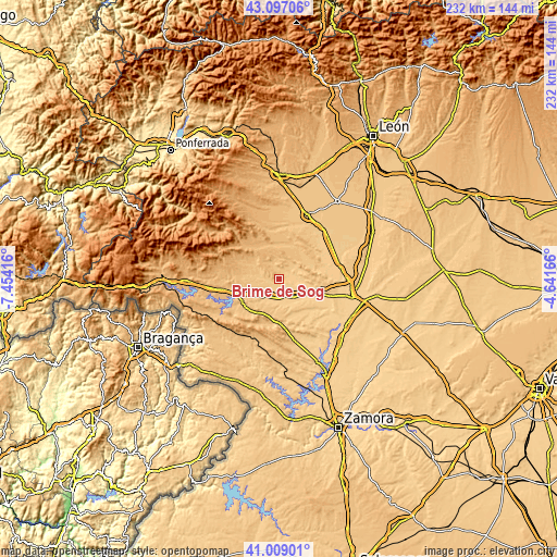 Topographic map of Brime de Sog