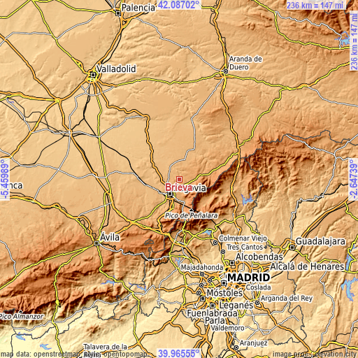 Topographic map of Brieva