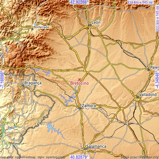 Topographic map of Bretocino