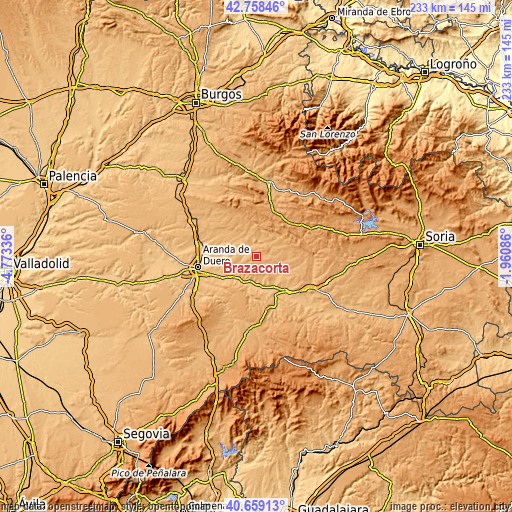 Topographic map of Brazacorta