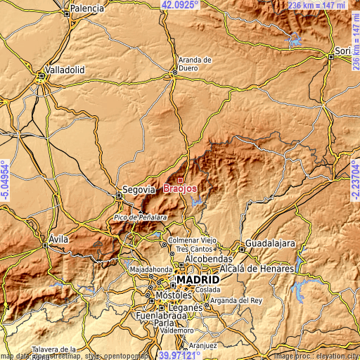 Topographic map of Braojos