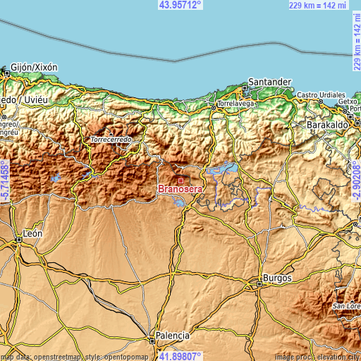 Topographic map of Brañosera