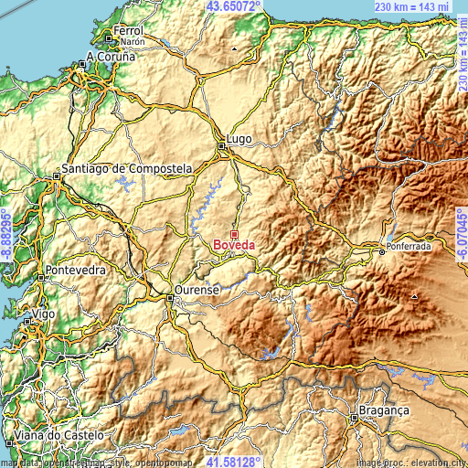 Topographic map of Bóveda