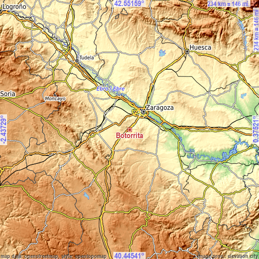 Topographic map of Botorrita