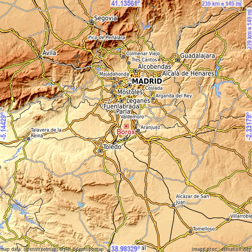 Topographic map of Borox