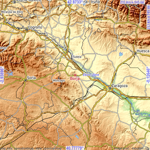 Topographic map of Borja