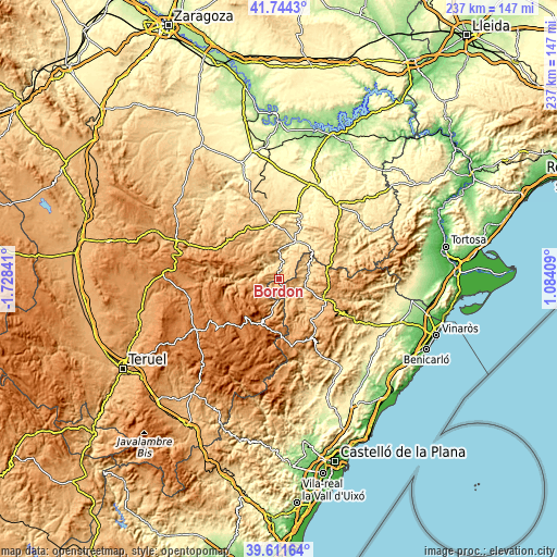 Topographic map of Bordón