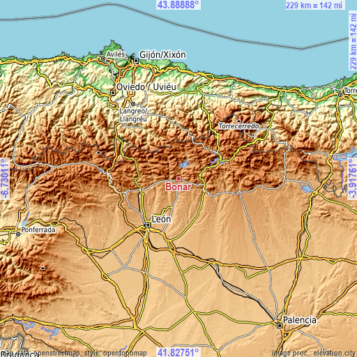 Topographic map of Boñar