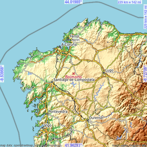 Topographic map of Boimorto