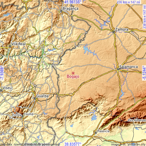 Topographic map of Bogajo