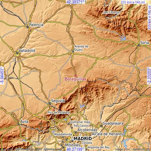 Topographic map of Boceguillas