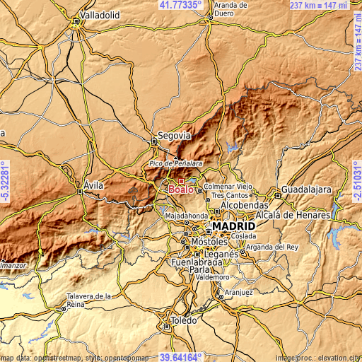 Topographic map of Boalo