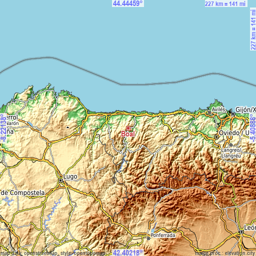 Topographic map of Boal