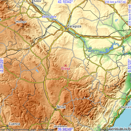 Topographic map of Blesa