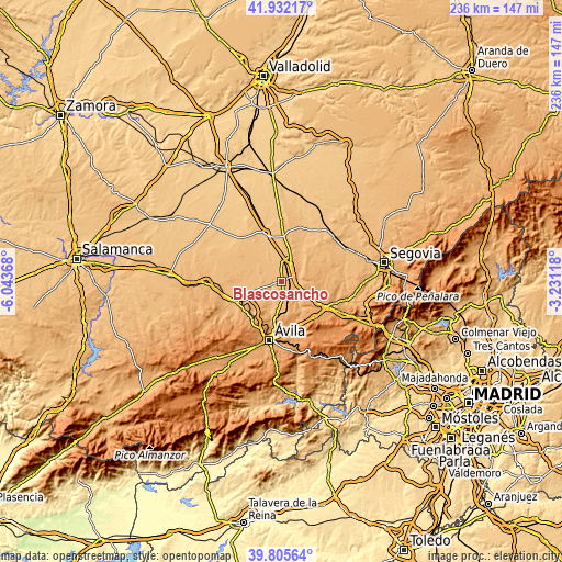 Topographic map of Blascosancho