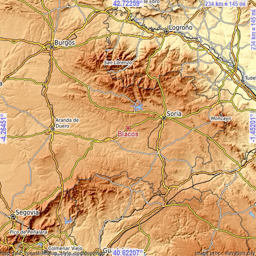 Topographic map of Blacos