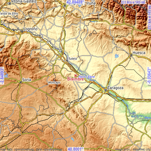 Topographic map of Bisimbre