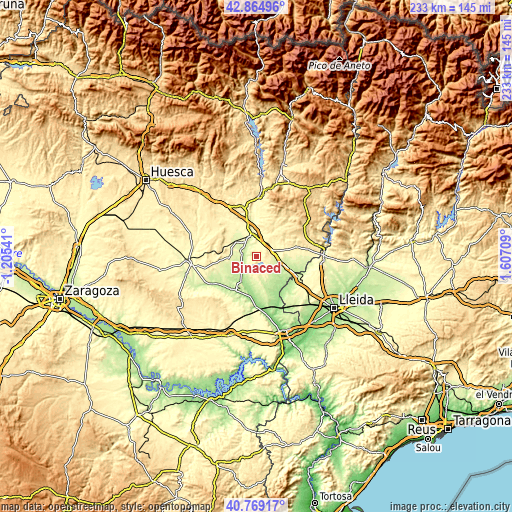 Topographic map of Binaced