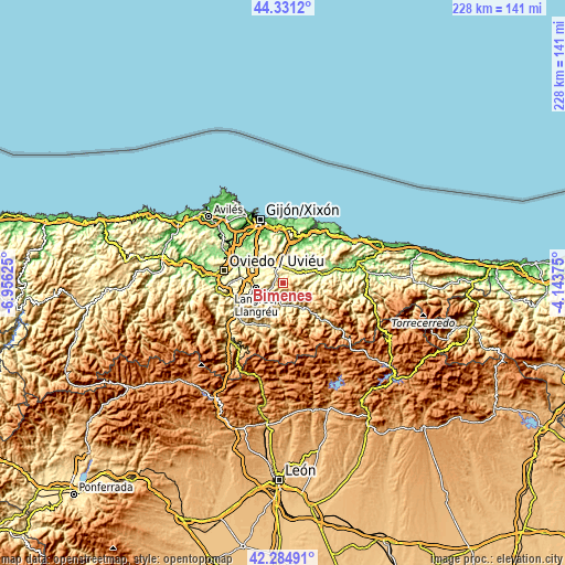 Topographic map of Bimenes