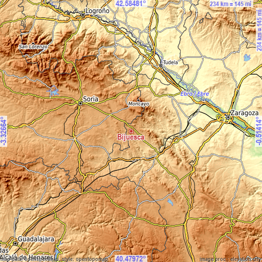 Topographic map of Bijuesca