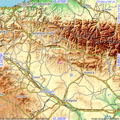 Topographic map of Biel