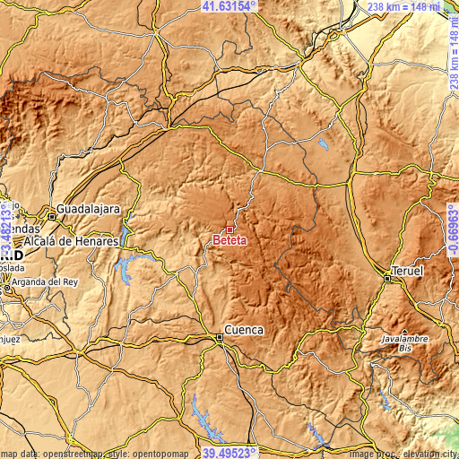 Topographic map of Beteta