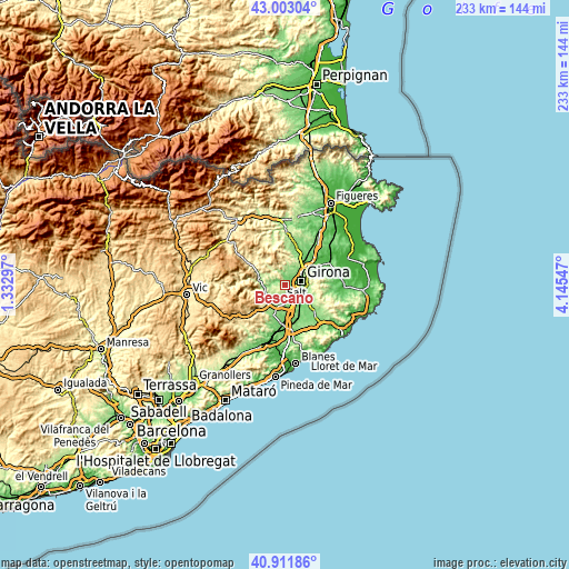 Topographic map of Bescanó