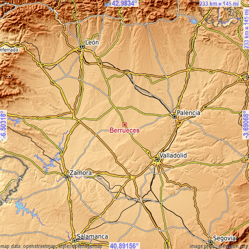 Topographic map of Berrueces