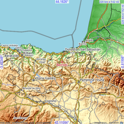 Topographic map of Berrobi