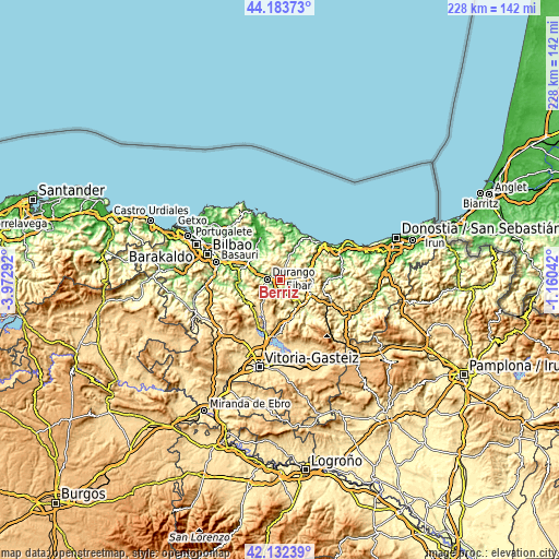 Topographic map of Berriz