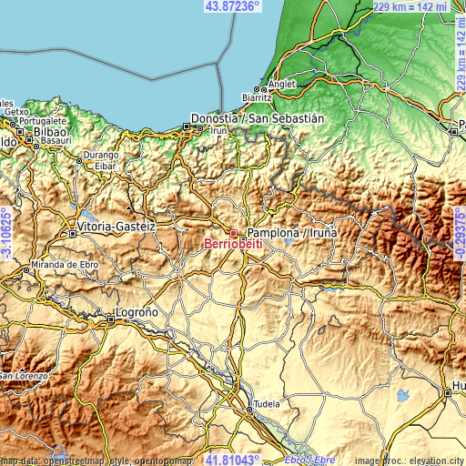 Topographic map of Berriobeiti