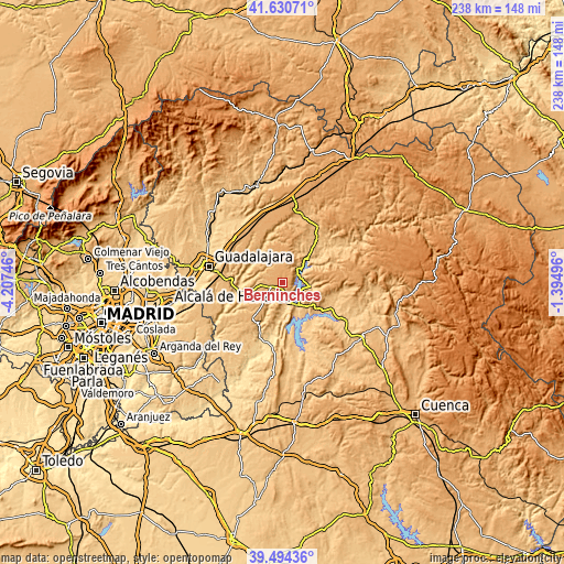 Topographic map of Berninches