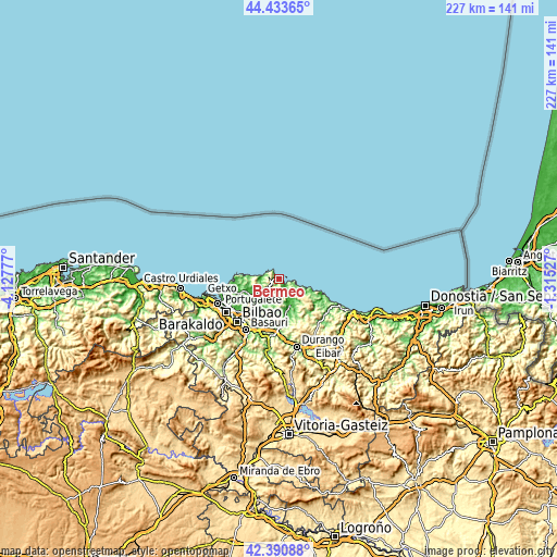 Topographic map of Bermeo