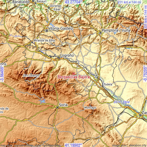 Topographic map of Bergasillas Bajera