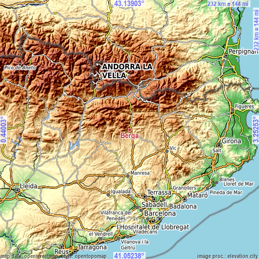 Topographic map of Berga