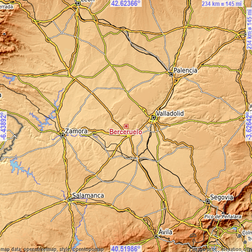 Topographic map of Berceruelo