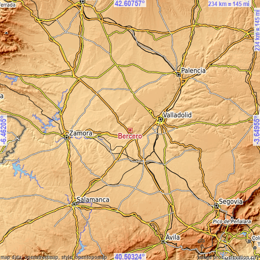 Topographic map of Bercero